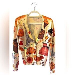 Purplish London Paris themed Cardigan